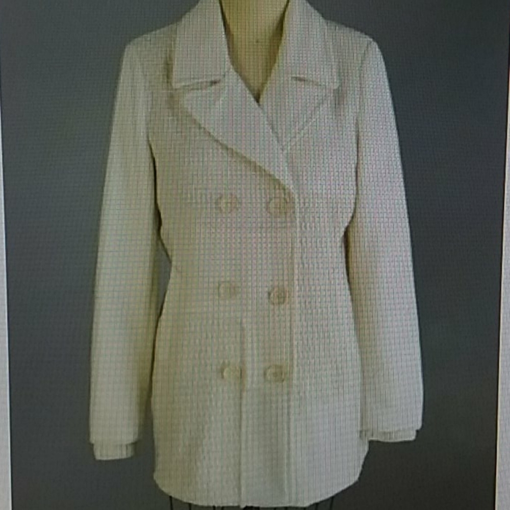 Desigual Ivory Tweed Double Breasted Peacoat Jacket